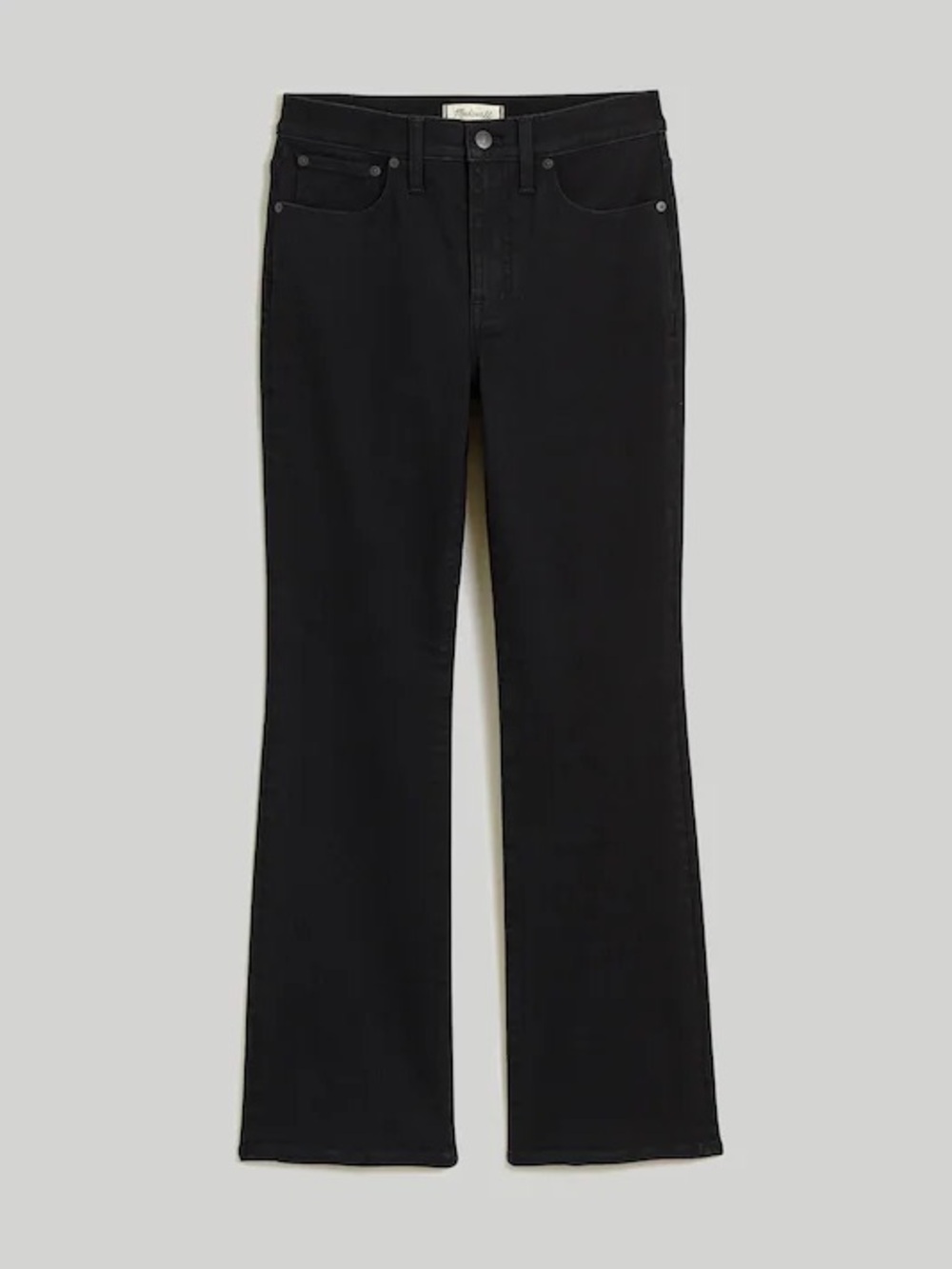 Madewell petite mid-rise kick out jeans in black rinse wash